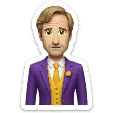Saul goodman with a purple suit and  yellow blouse sticker