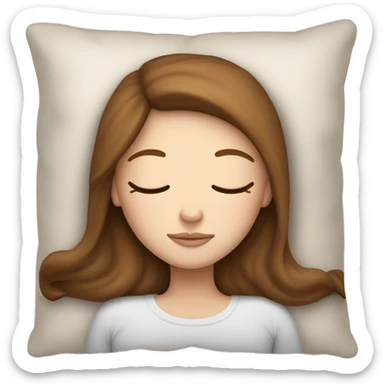 White girl with frekles Brown straight hair sleeping peacfully on a pillow  sticker