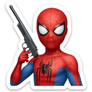 Spiderman with gun sticker