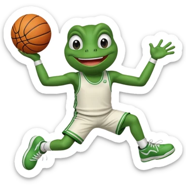 pepe frog throwing a basketball sticker