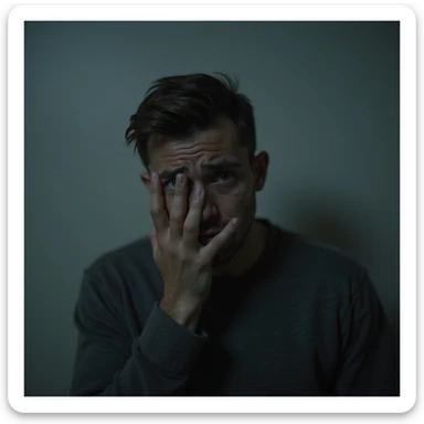 persona in a frustrating and uncomfortable situation, expression of discomfort and frustration, in a slightly embarrassing or uncomfortable environment, hyperrealistic details, 4K resolution, realistic atmosphere, cold lighting sticker