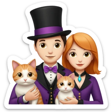 magician couple and their pet cat sticker