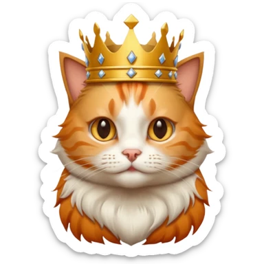 Cat wearing king hat sticker