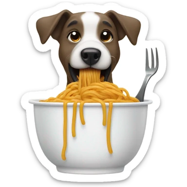 Dog eating spaghetti sticker