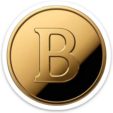 Emoji icon of a metal coin with engraved letter 8, minimalist style, isolated, only black color sticker