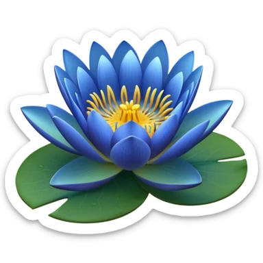 blue water lily circle leaf sticker