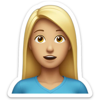 surprised woman with blue shirt sticker