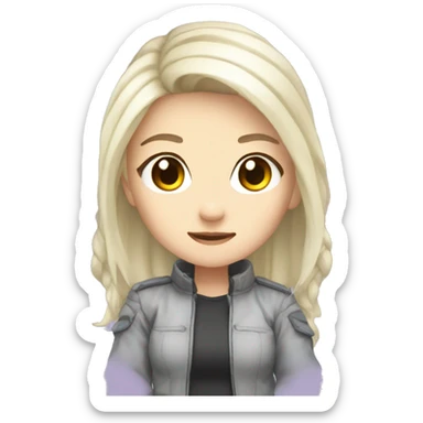 emoji for twitch, anime chibi-style, girl, ice ash blonde hair sticker