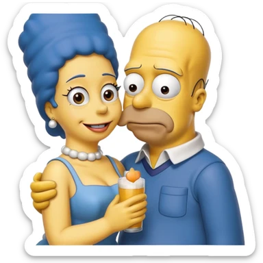 Homer Simpson and Marge kissing emoji sticker