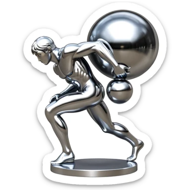 sorayama Sisyphus carrying big sphere on his back sculpture sticker