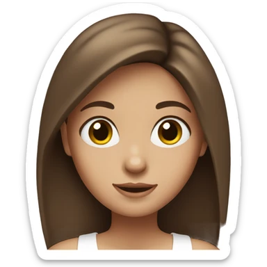 Girl with brown hair, hazel eyes wearing white tank top sticker