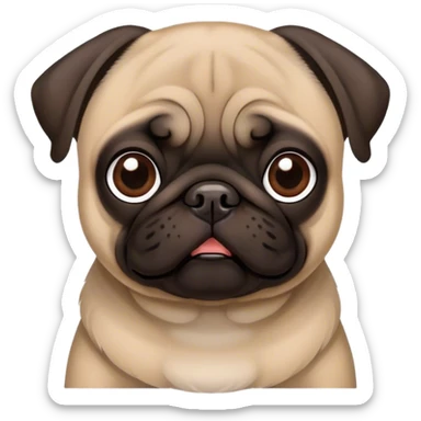 Dark brown pug with dark colored ears  sticker