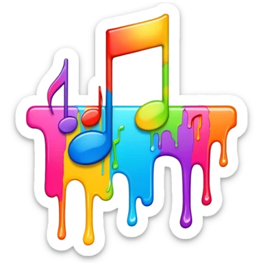 Graffiti music notes drippy  sticker