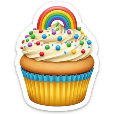 cute cupcake with colorful frosting and sprinkles sticker
