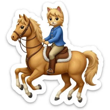 cat riding a horse sticker
