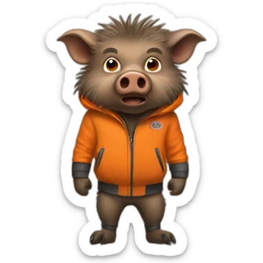 ANGRY wild boar with orange jacket sticker