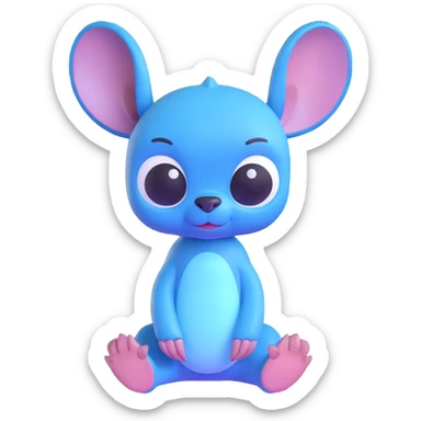 Stitch, the blue alien from Lilo & Stitch, 3D style sticker