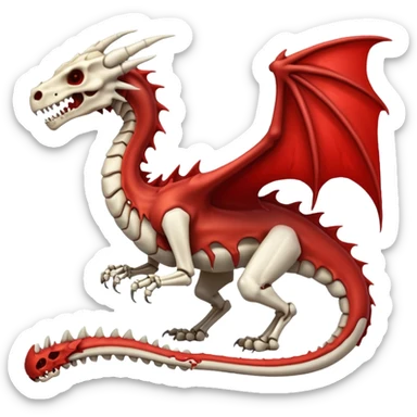  White skeletal skeleton bone dragon with some blood sticker