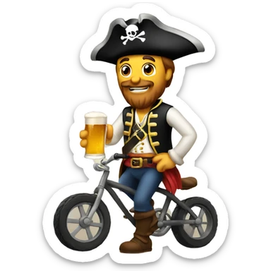 pirate with a beer in the hand on a bike sticker