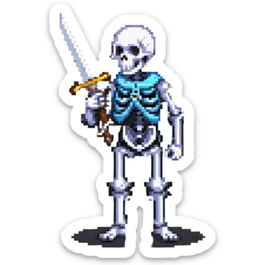skeleton with a sword, action pose sticker