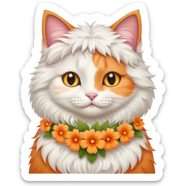 A cute cat with hawaiian pastel flower necklace, posing proudly. sticker