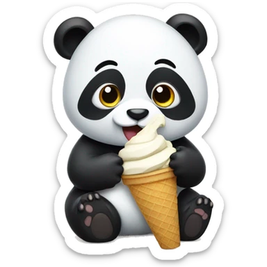 Panda eating ice cream sticker