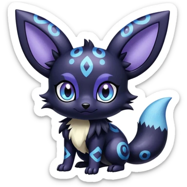 Shiny Cute Adorable Umbreon-Noibat-Meowstic-Hybrid-Creature with pattern-markings sticker