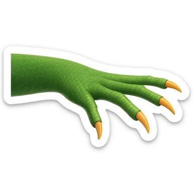 Side view of a lizard or reptile hand, palm facing down like the 🫳 emoji, with detailed scales and claws, clear and expressive, no background. sticker