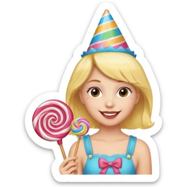 very pretty candy shop girl face with lollipop hair sticker
