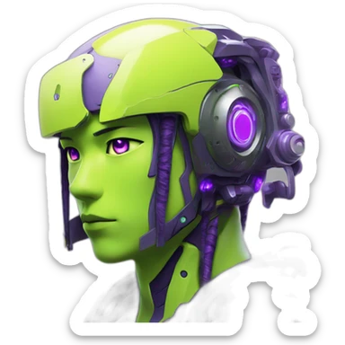lemon-green-and-purple-neon-Robotic cyborg Sasuke sticker