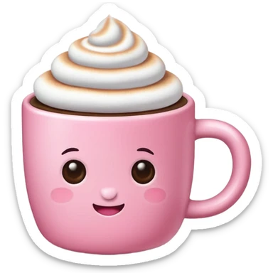 Pink Cup of coffe with marchmilo sticker