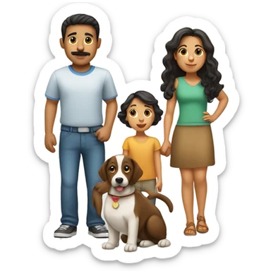 Hispanic family 2 kids and a dog sticker