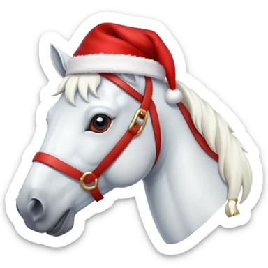 christmas new year's white horse with a red saddle sticker