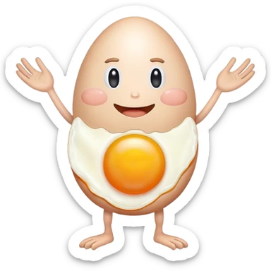 Fried egg with arms and legs sticker