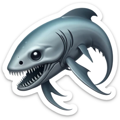 Sad Reaper Leviathan from Subnautica game, fearsome underwater creature with long mandibles, looking sad sticker
