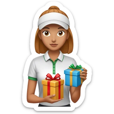 Female Golf player with gift sticker