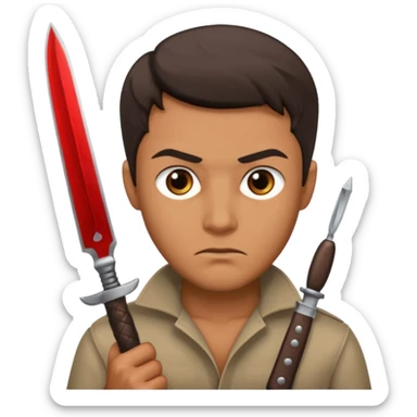 Un señor guapo con un cuchillo  amenazando  sticker