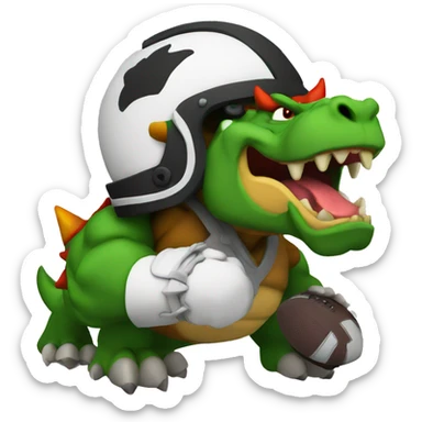 Bowser wearing a football helmet  sticker