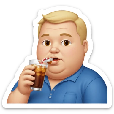 Fat Man sipping soda sticker