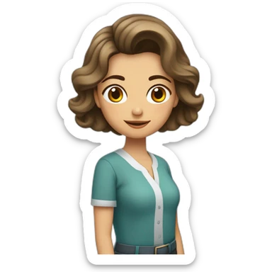 Mujer morena de pelo ondulado con blusa palabra de honor posando en cadiz sticker