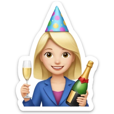 girl with Champagne bottle sticker