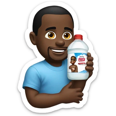 P diddy holding a johnson & johnson’s baby oil bottle sticker