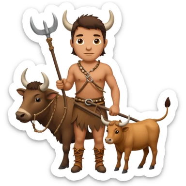 Stone age man  with Ox Plow sticker