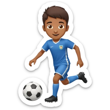 happy Indian boy dribbling a soccer ball sticker