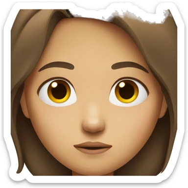 Girl with brown hair frowning sticker