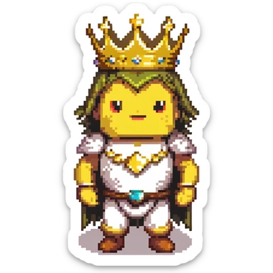 powerful character with golden crown, glow, striking background sticker