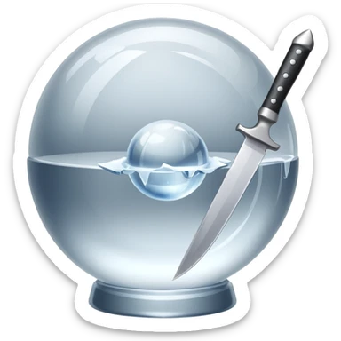 knife stuck in a ice ball sticker