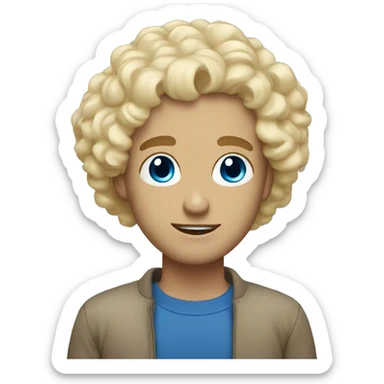 white blonde couple both with blue eyes man had curly hair  sticker