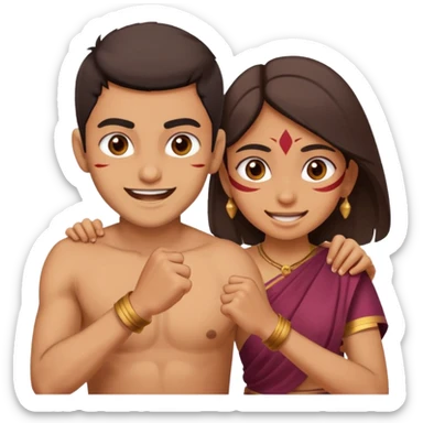 brother and sister fighting indian culture naughty  sticker