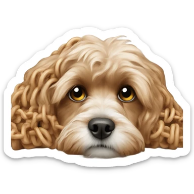 Cavapoo being lazy on couch wearing chains  sticker